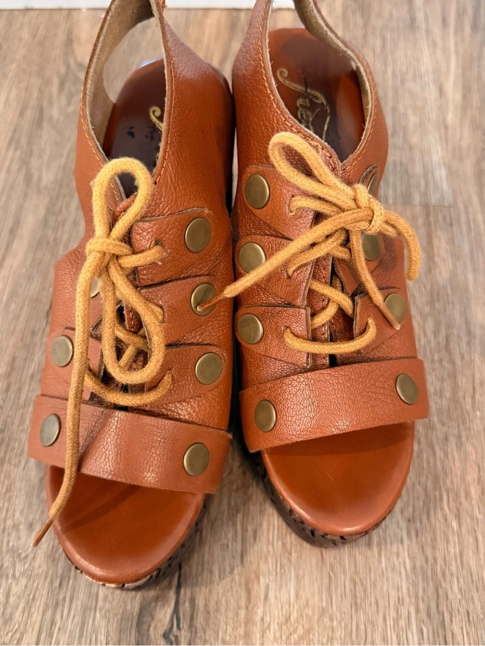 Free People Farrah Brown Leather Platform Sandals Women’s Sz 36/6 Boho Festival